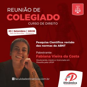 Colegiado de Direito se reúne e vai ter palestra sobre normas da ABNT